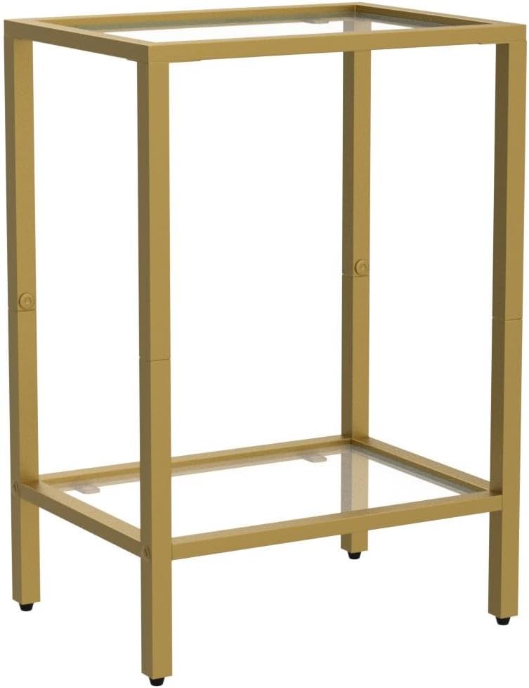 HOMSHO Side Tables Set of 2, End Tables with Tempered Glass, 2-Tier Nightstan...