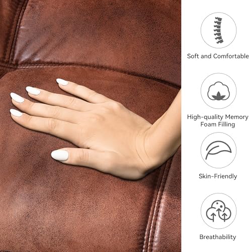 71" Convertible Futon Sofa Bed,Brown Faux Leather Futon Couch,Memory Foa...
