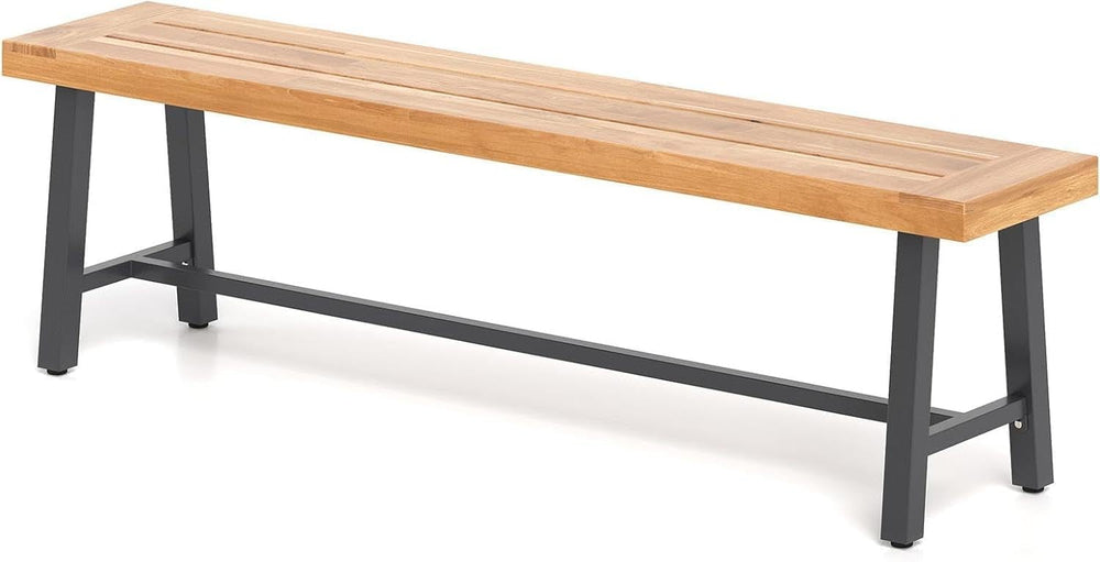 Byroce 63” Acacia Wood Entryway Bench, Rustic Dining Bench with 3-Person Thic...