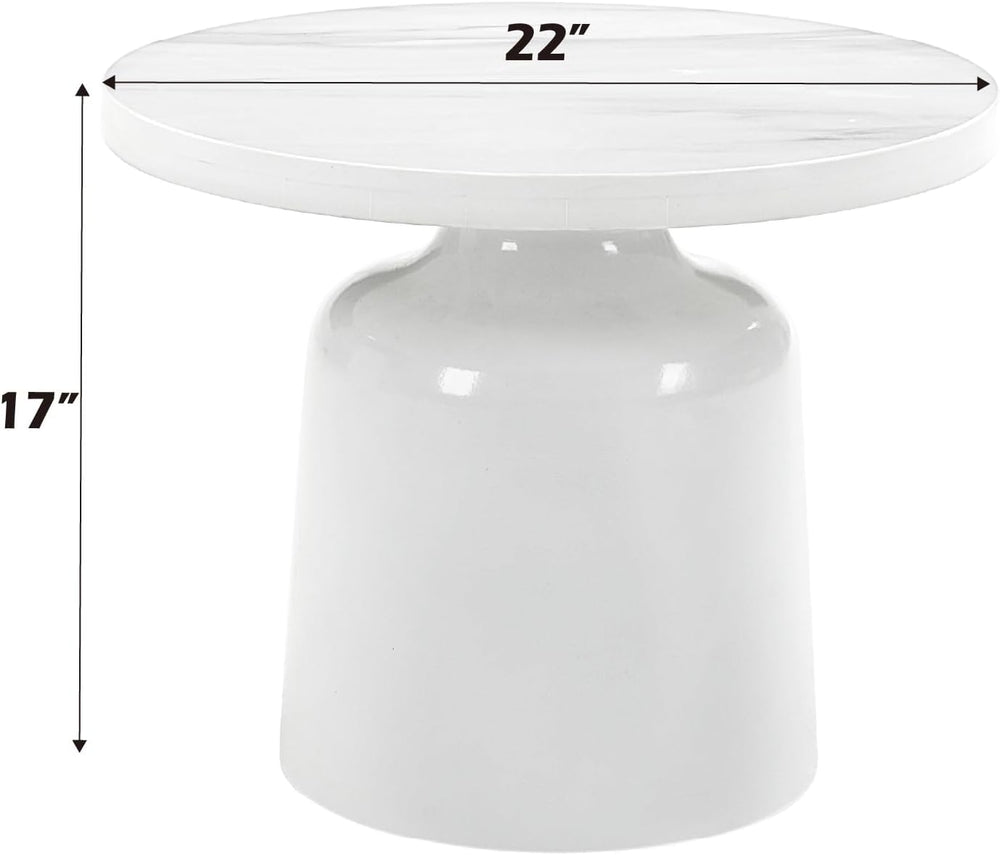 Engineering Marble White High Gloss End Table