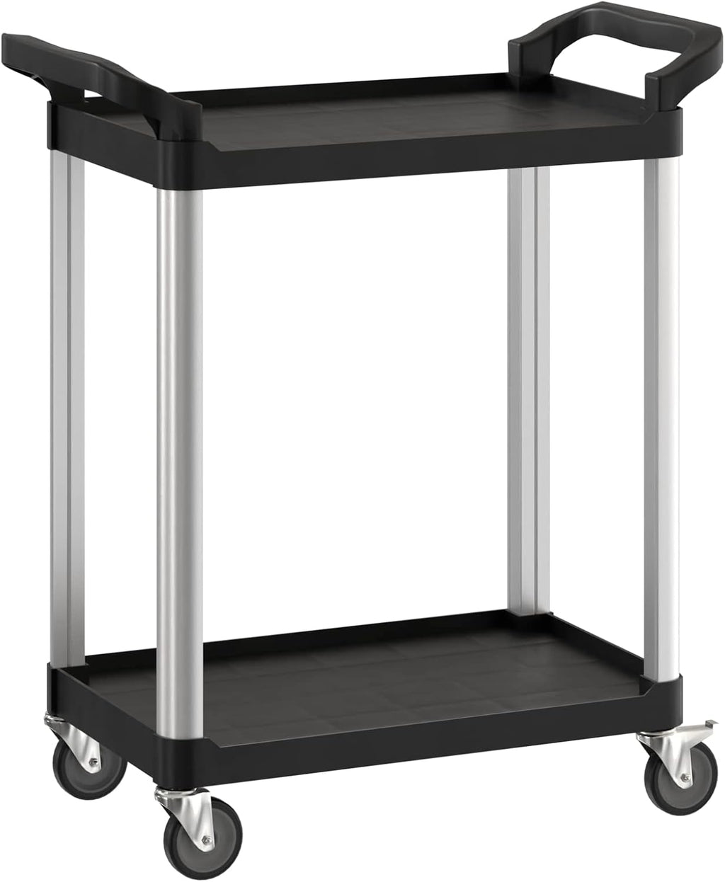 Black Utility/Bussing Cart with Two Shelves - 32" x 16"