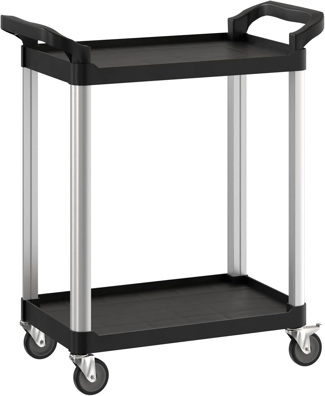 Black Utility/Bussing Cart with Two Shelves - 32" x 16"