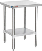 DuraSteel 24x24 Stainless Steel Work Table - NSF Commercial Prep Metal Table - Outdoor Pizza Oven Stand w/Under Shelf - Kitchen Island Laundry Utility Garage Microwave Stand Large Rolling Storage Cart