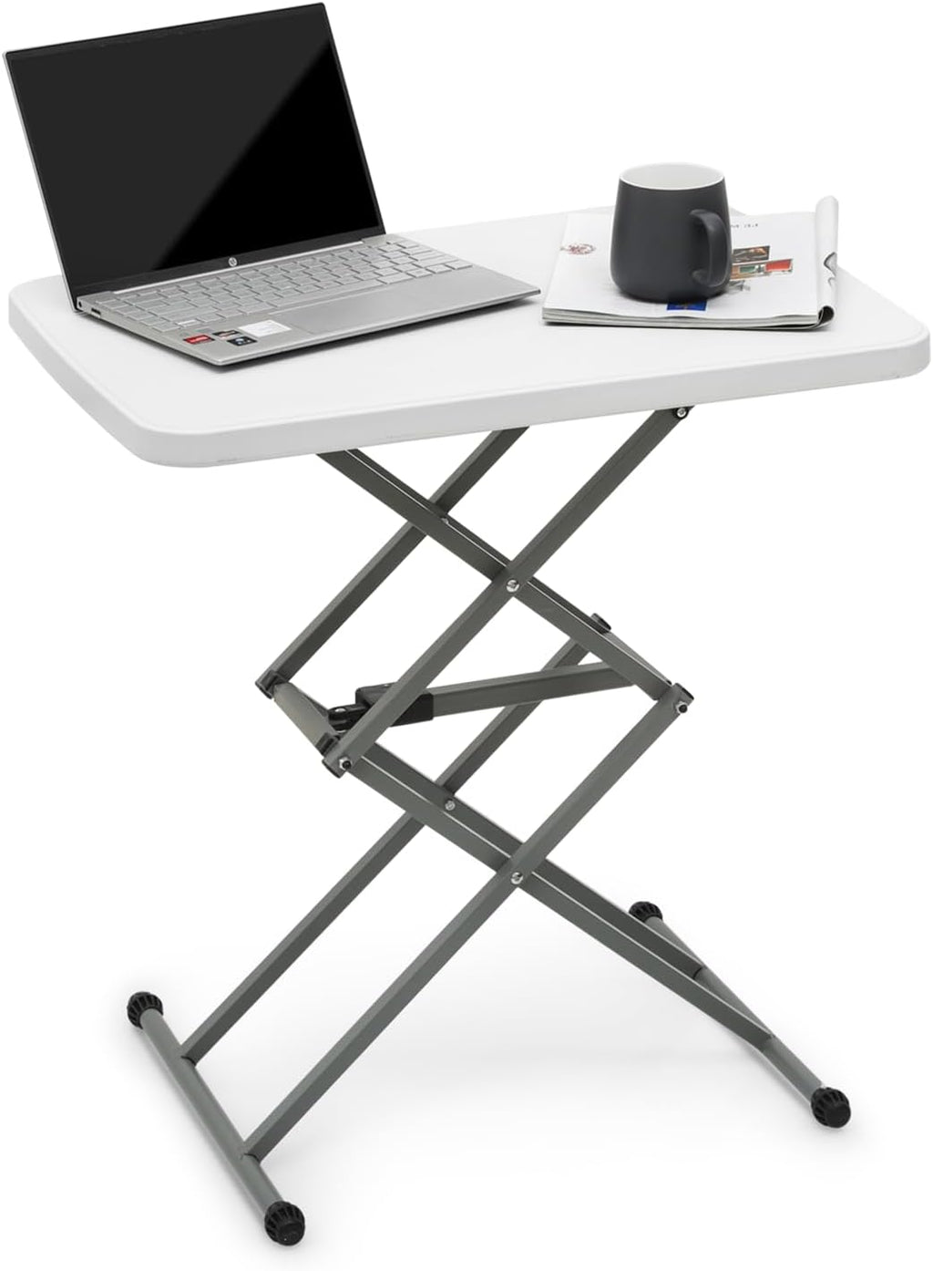 Athena Collection 26" Folding TV Tray Table with 5 Height Adjustable, White | Sturdy & High Quality, Stain Resistant HDPE Tabletop, Quick Setup & Folds Flat for Eating or Laptop Use on the Couch