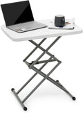 Athena Collection 26" Folding TV Tray Table with 5 Height Adjustable, White | Sturdy & High Quality, Stain Resistant HDPE Tabletop, Quick Setup & Folds Flat for Eating or Laptop Use on the Couch