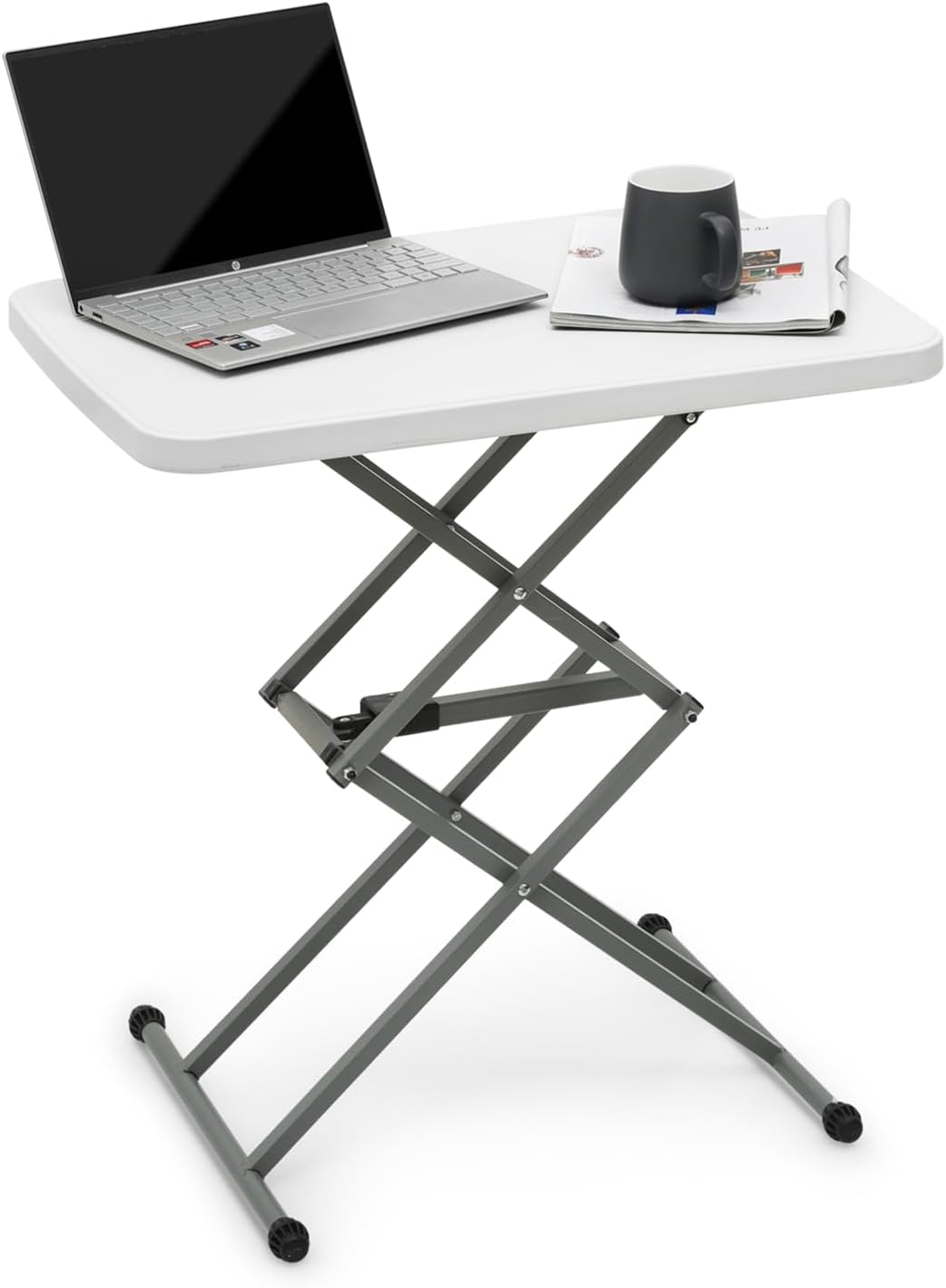 Athena Collection 26" Folding TV Tray Table with 5 Height Adjustable, White | Sturdy & High Quality, Stain Resistant HDPE Tabletop, Quick Setup & Folds Flat for Eating or Laptop Use on the Couch