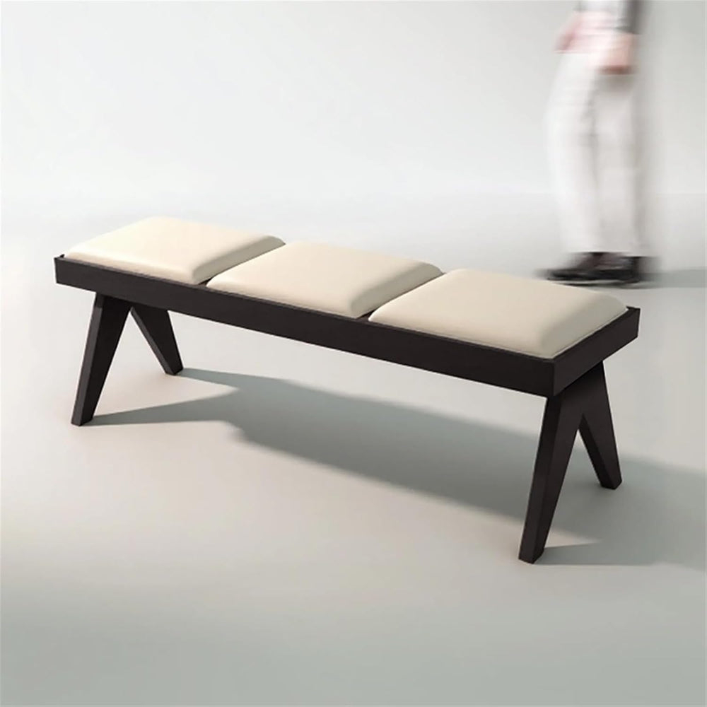 Modern Retro Wooden Upholstered Dining Table Cloakroom Shoe-Changing Stool Be...