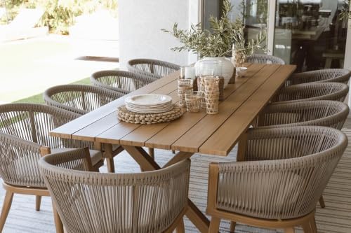 PURPLE LEAF Outdoor Dining Set for 10 with Cushions PE Rattan Teak