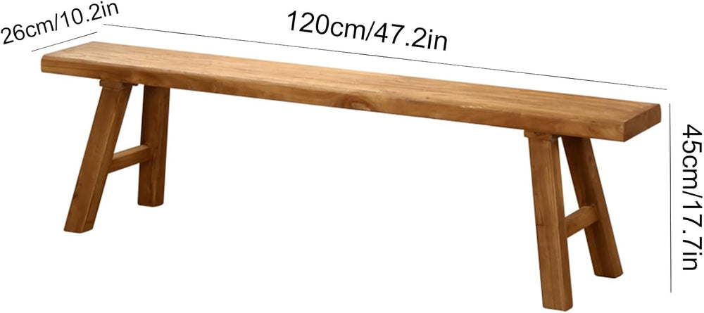Farmhouse Wooden Dining Bench, Long Kitchen Bench with Rounded Corner, Rustic...