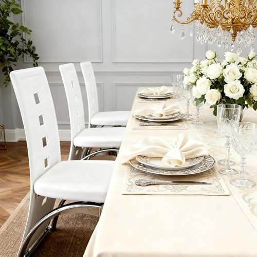 White Dining Chairs Set of 4, Modern Dining Room Chairs Set of 4, Upholstered...