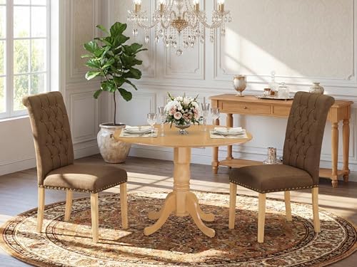 East West Furniture DLBR3-OAK-18 3 Piece Kitchen Table & Chairs Set Conta...