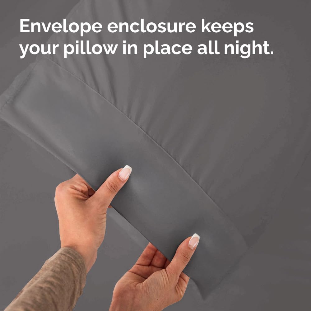 King Pillow Cases - 2 Pack - Super Soft Pillowcase Covers - Envelope Enclosure - Hotel Quality Pillow Protectors - Wrinkle Free, Shrink and Stain Resistant - Machine Washable - 20" x 40" (Dark Grey)
