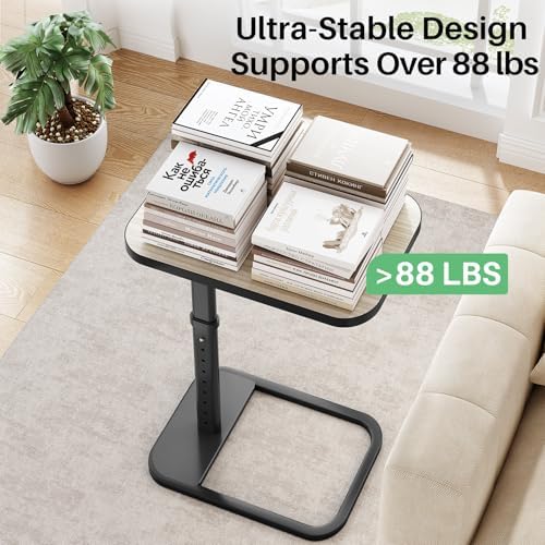 Driftwood Grey TV Tray Table, Adjustable Height & Rounded Metal Corners, ...