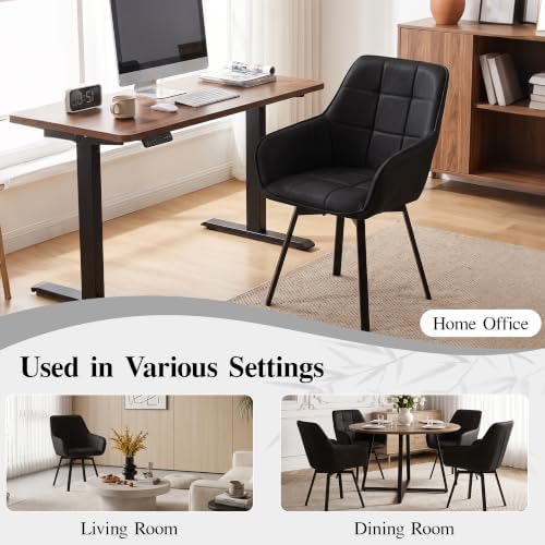 TUKAILAi Swivel Dining Chairs Set of 4, Faux Leather Dining Chairs with Arms ...