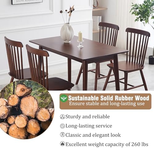 Dining Chairs Set of 6, Farmhouse Solid Wood Windsor Kitchen Chairs Set with ...