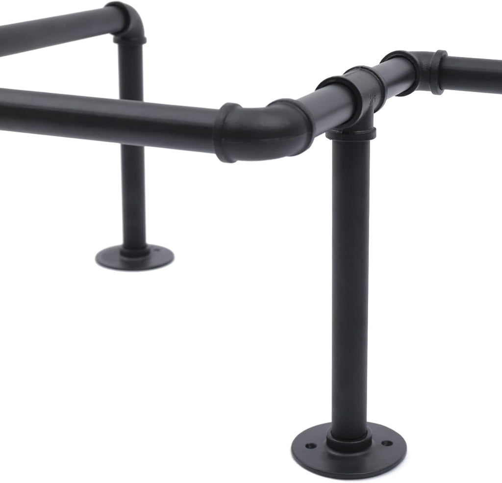 Industrial Pipe Clothes Rack Wall Mounted, 85.83 inches Heavy Duty Iron Pipe Clothing Garment Rail, Multi-Purpose Clothing Hanging Rod for Laundry Room and Closet Storage