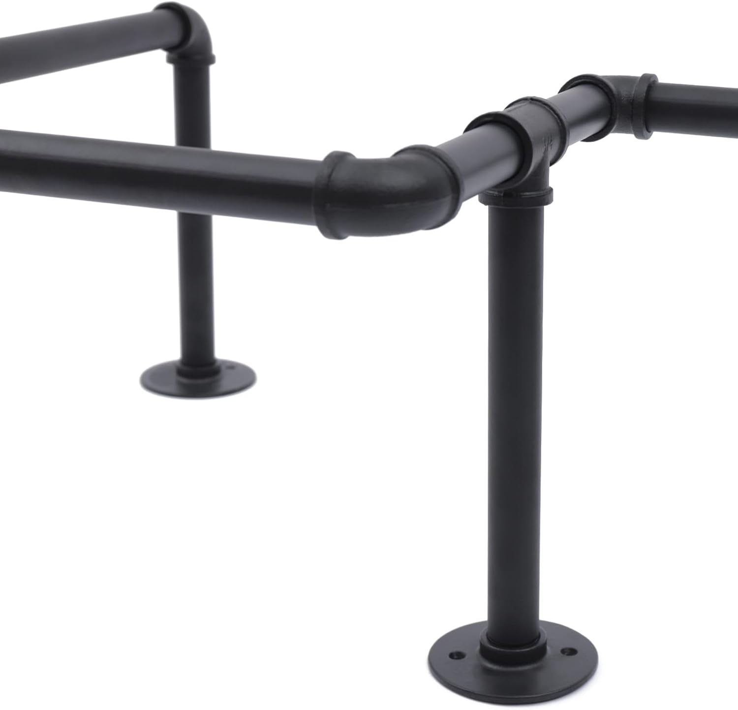 Industrial Pipe Clothes Rack Wall Mounted, 85.83 inches Heavy Duty Iron Pipe Clothing Garment Rail, Multi-Purpose Clothing Hanging Rod for Laundry Room and Closet Storage