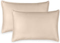 Queen Pillowcases by Pure Bamboo, Genuine 100% Organic Viscose Derived from Bamboo, Luxuriously Soft & Cooling, Double Stitching, Envelope Closure (2 Queen Pillowcases, Almond)