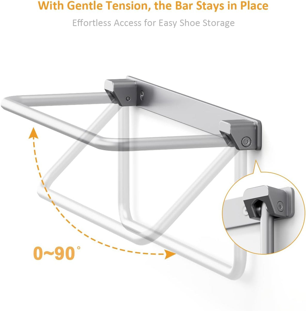 i frmmy Foldable Wall-Mounted Shoe Rack- Aluminum Hanging Shoe Organizer, Efficient Holder and Storage Rack for Various Shoes, Door Shoe Hangers- 4 Packs
