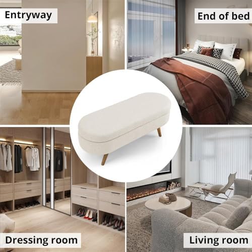 43.5" Ottoman with Storage, Storage Ottoman Bench with Safety Hinge, Lin...