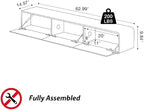 POVISON Fully Assembled Floating TV Stand with Flip-Down Cabinet Doors, 63" Walnut and White Floating Media Console, Solid Wood Floating Entertainment Center, Minimalist TV Stand