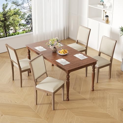 Dining Chair Set of 6, Mid Century Modern Upholstered Dining Room Chairs, Fab...