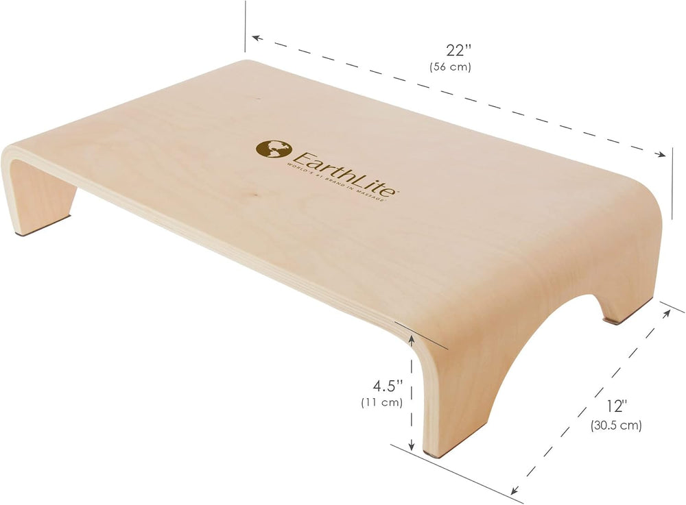 EARTHLITE Wooden Step Stool - Beautiful Finish, Large Surface, Strong & S...