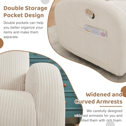 Manual Swivel Rocker Recliner, Small Recliners for Small Spaces