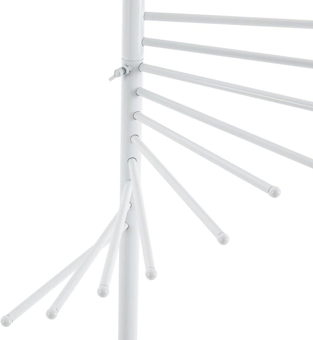 Freestanding Scarf Display Rack, Metal Spiral Scarf Holder with 30 Rods, Hijab Stand Belt Pants Hanger Organizer for Locker Room, Home, Office, Commercial Shopping Mall, Clothing Store (17X67in White)