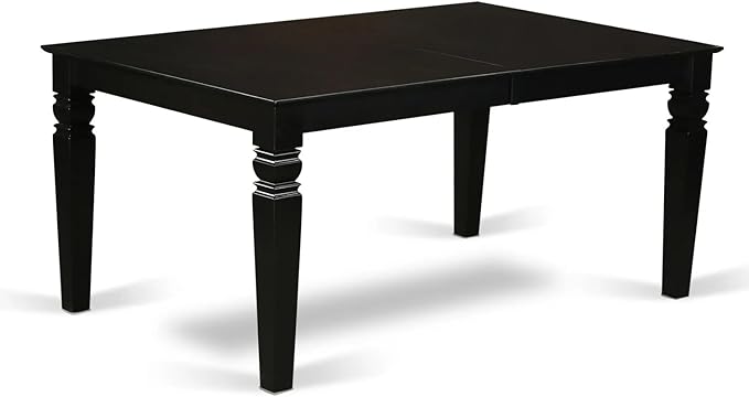 East West Furniture LGDA5-BLK-13 5 Piece Dining Table Set Contains a Rectangle Wooden Table with Butterfly Leaf and 4 Polyester Fabric Upholstered Chairs, 42x84 Inch, Black