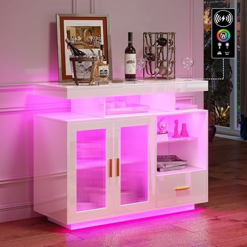 WOOVIVS 39.4" Sideboard Buffet Bar Cabinet with Storage,White