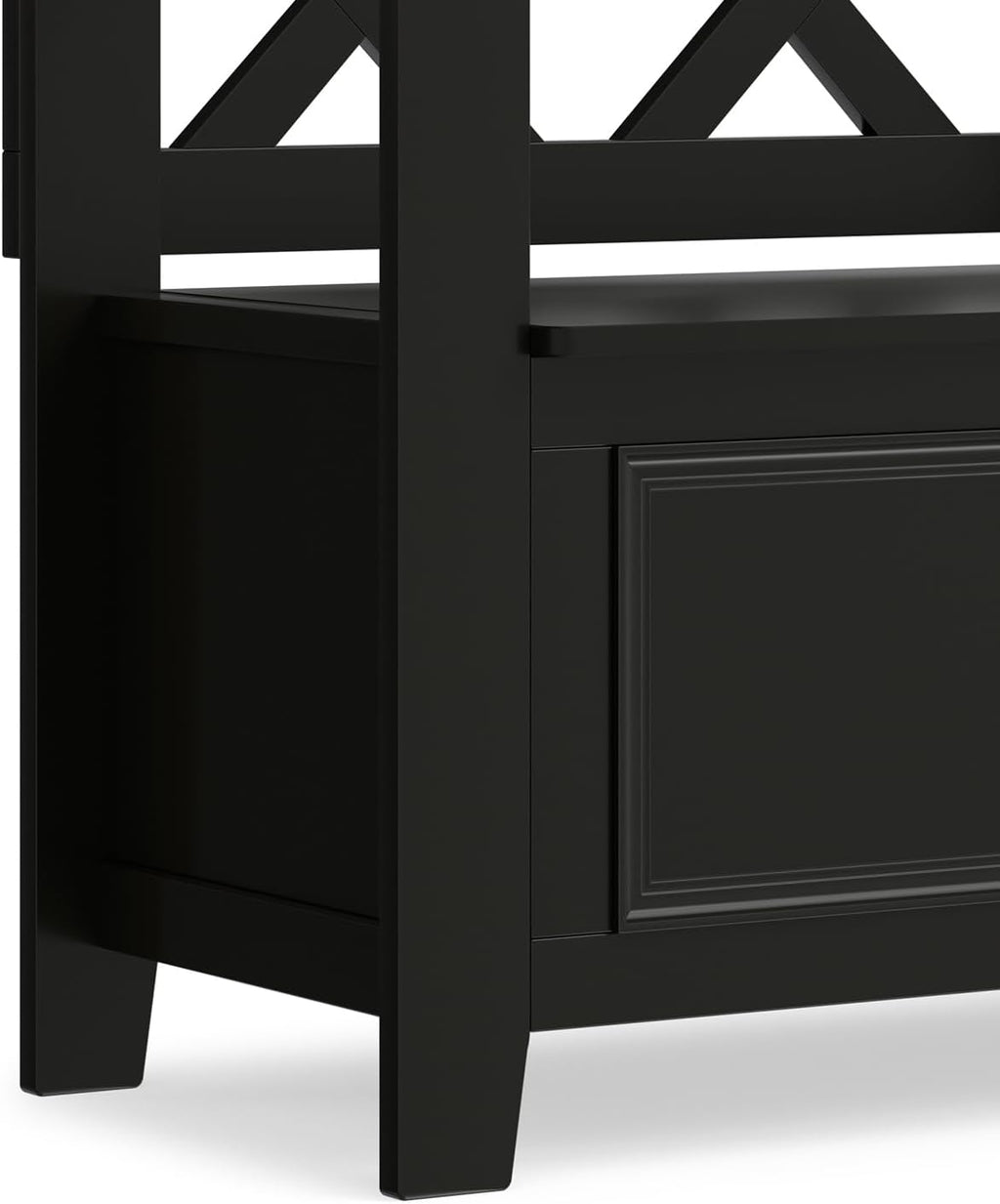 SIMPLIHOME Amherst 48" Wide Solid Wood Storage Bench in Coastal Blue | Transitional entryway bench with lift-up lid and hidden storage; perfect for mudrooms, hallways, or as a shoe bench.