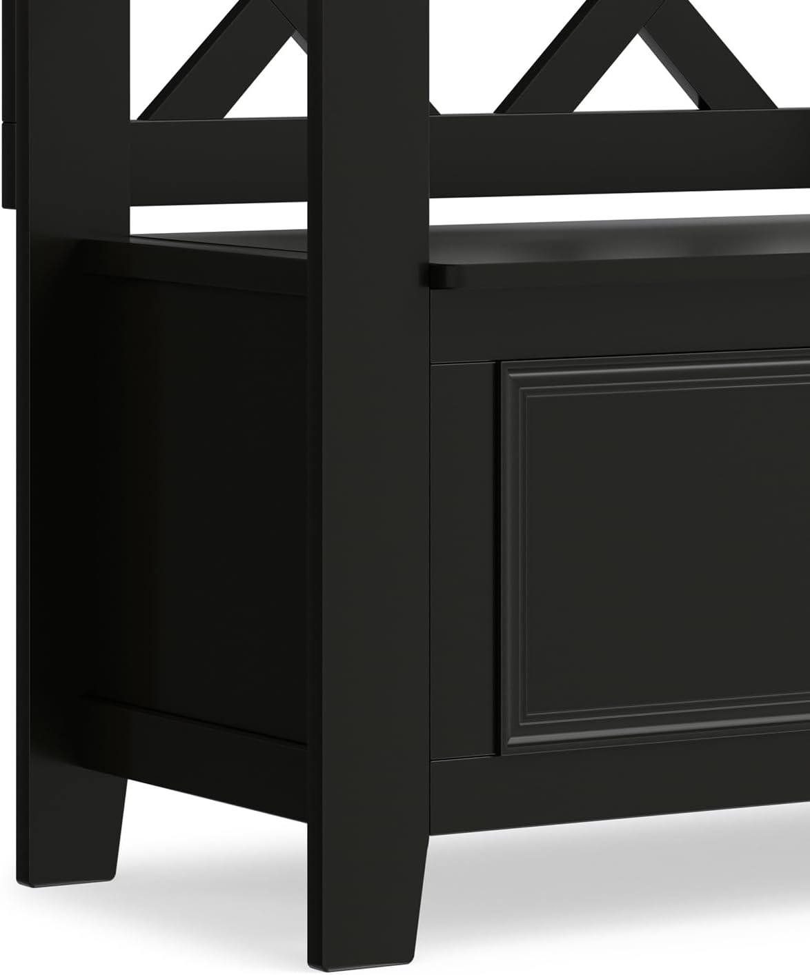 SIMPLIHOME Amherst 48" Wide Solid Wood Storage Bench in Coastal Blue | Transitional entryway bench with lift-up lid and hidden storage; perfect for mudrooms, hallways, or as a shoe bench.