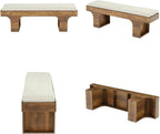 LITTLE TREE 55.2" Dining Bench with Linen Cushion, End of Bed Upholstered Bench, Farmhouse Entryway Bench for Hallway, Living Room, Bedroom, Kitchen