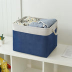 TcaFmac Organization and Storage Basket for Gifts Empty - 16x12x12 inch Large 2 Pack Collapsible Storage Bins for Shelves, Fabric Storage Cubes for Organizing Cloth Toy Kids (White & Jean Blue)