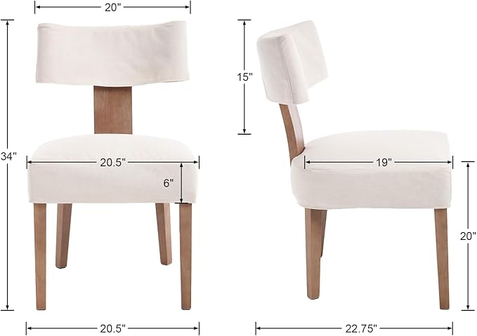 HNY Mid Century Modern Dining Chairs Set of 4 with Seat Covers, Farmhouse Lin...