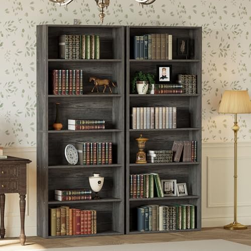 IRONCK Bookshelf and Bookcases 70" Tall, 6 Tiers Display Storage Shelves