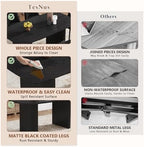 TesNus Modern Dining Table Set for 4, 67'' Black Dining Table Set with 4 Upholstered Metal Chairs, 3.5'' Oval Wood Top and Matte Black Pedestal Base, Rounded Corners Kitchen & Dining Room Table Set