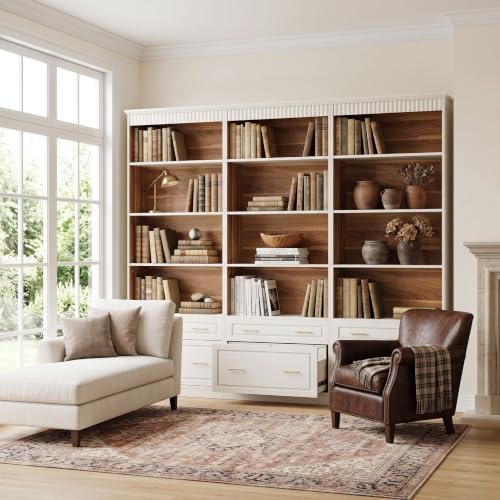 LITTLE TREE 72.8-Inch Tall 4-Shelf Bookcase with 2 Drawers