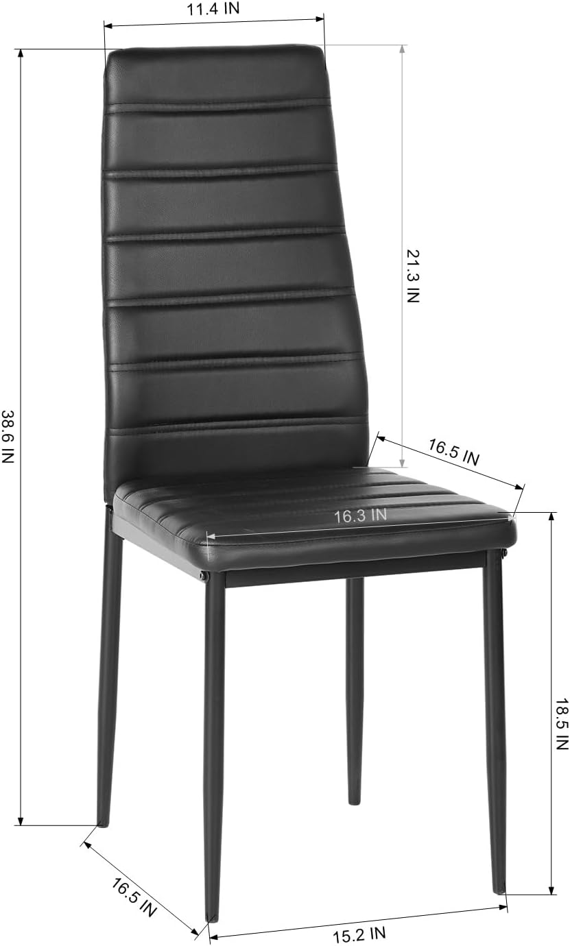 Dining Chairs PU Leather Set of 4, Armless High Back Upholstered Chairs with ...