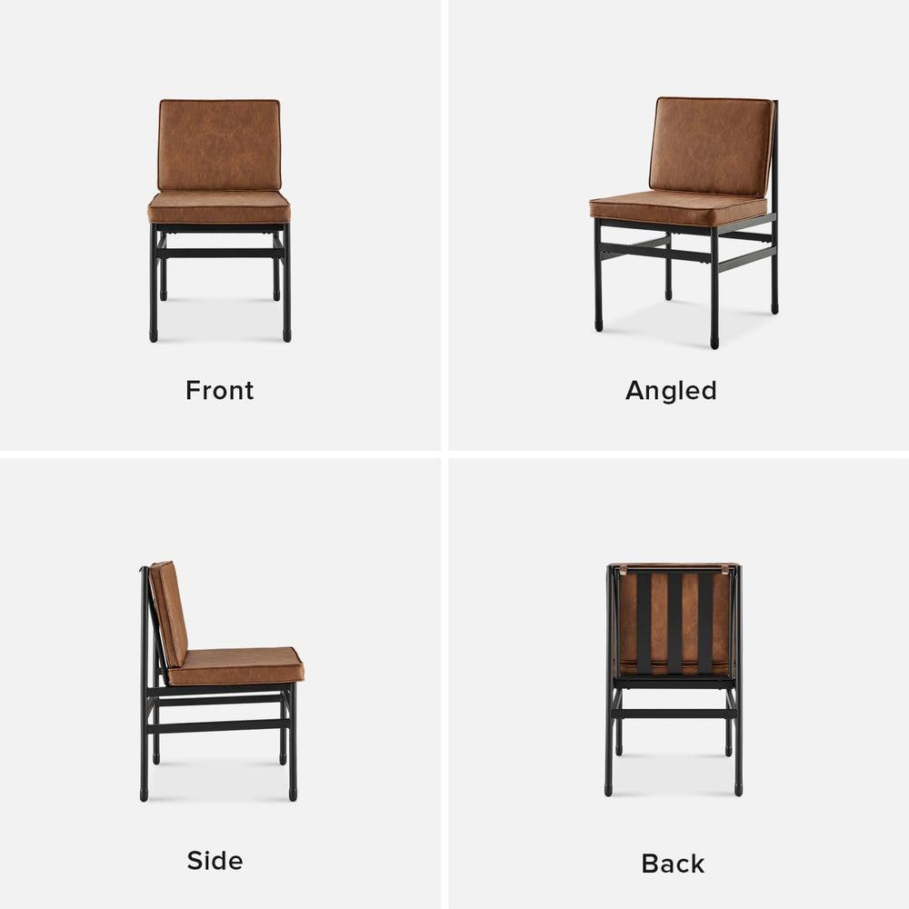 mopio Odelia Brown Faux Leather Dining Chairs Set of 2, Modern Kitchen Chairs...