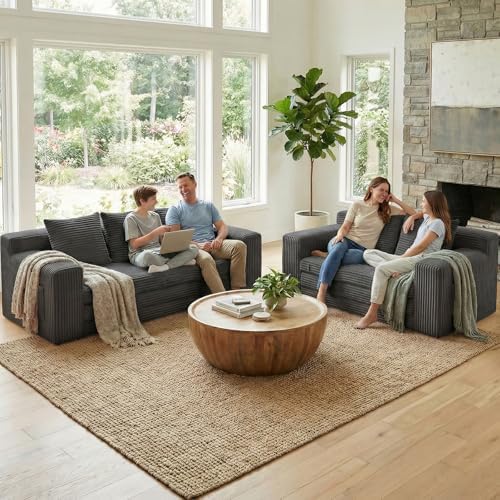 Couch, Loveseat Sleeper Sofa Bed – 3-in-1 Convertible Couch Bed with Side Poc...