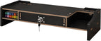 Desktop Computer Elevated Stand 48.8x20x10.5cm, Wooden Monitor Riser with Drawer, Organizer Shelf for Laptop, Printer, PC, TV Screen, Home, Dorm, Office