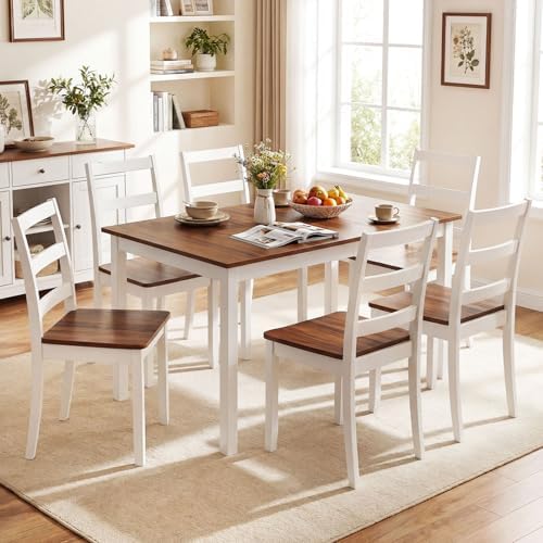 Giantex 7-Piece Dining Table Set for 6, Rectangular 60-inches Kitchen Table a...