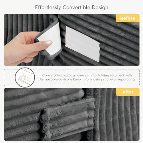 cidludto Couch Loveseat Sleeper, Convertible Sofa Bed Folding Couch Bed Folda...