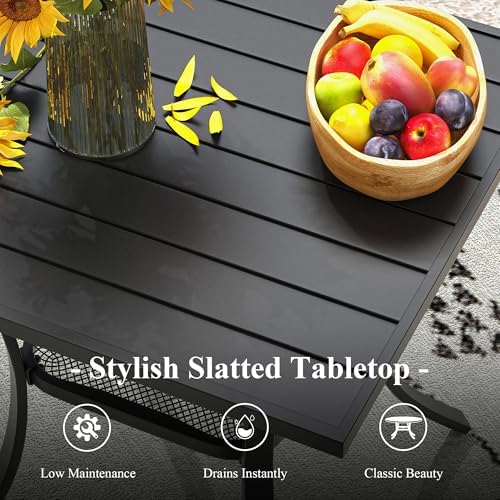 3 Pieces Outdoor Dining Set, Stackable Textilene Paito Chairs & 27.5&quot...
