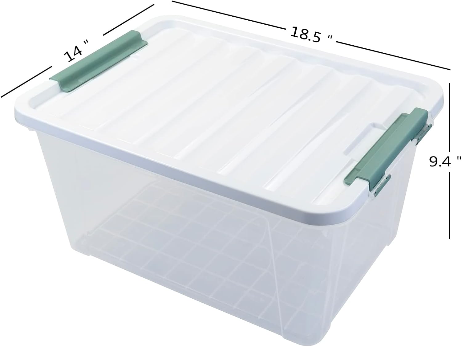 35 Quart Latch Box, Plastic Storage Bins with Lids, 4-Pack Stackable Clear Storage Organizing Box with Heavy Duty Latches