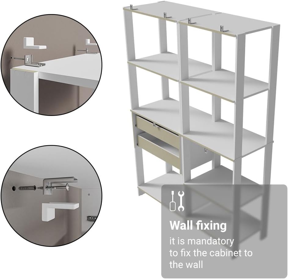 Madesa Kitchen Pantry Storage Rack with 2 Drawers and Open Shelves 51" L...