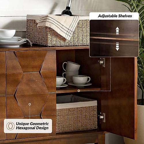 HULALA HOME Mid Century Sideboard Buffet Cabinet with Solid Wood Legs, 60&quo...
