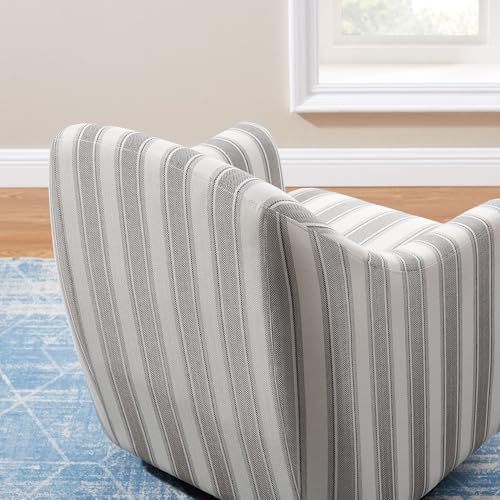VANOMi Stripe Swivel Barrel Accent Chair for Living Room, Bedroom, Grey